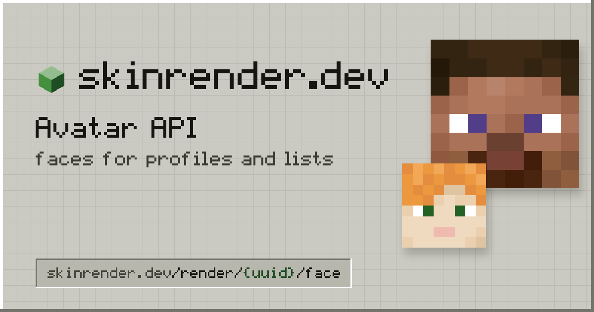 Minecraft Avatar API: player faces as PNG · Skin Render