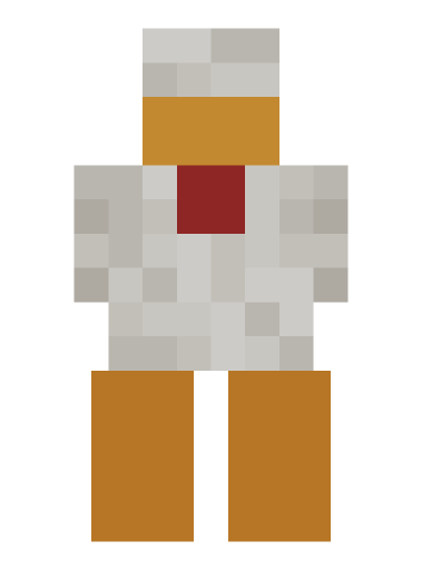 Minecraft chicken front render: the full body face on, level with the camera