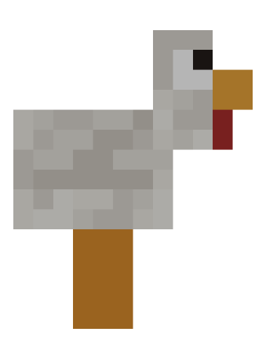 Minecraft chicken side profile render: the full body seen from the side, facing right, level with the camera