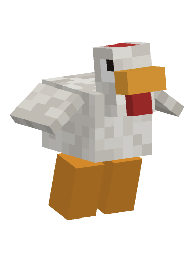 Minecraft chicken flap pose: Wings beating on the way down from somewhere high.