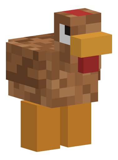 Minecraft chicken render, brown variant: full body on a transparent background
