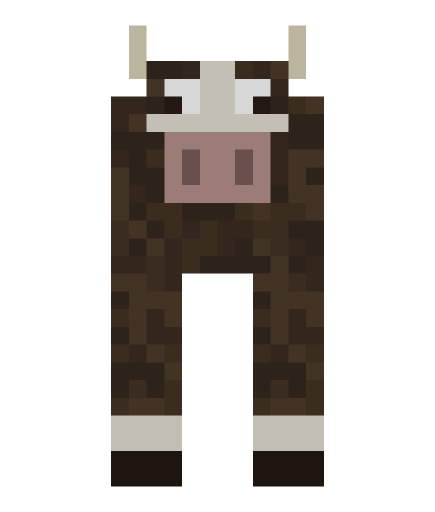 Minecraft cow front render: the full body face on, level with the camera