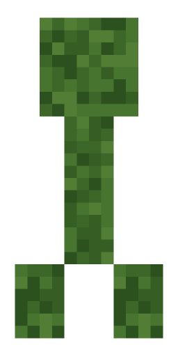Minecraft creeper side profile: the full body seen from the side, facing right, level with the camera