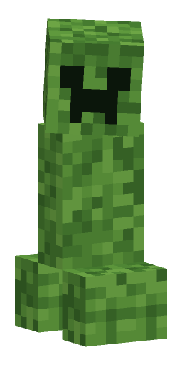 Minecraft creeper look pose: Head turned to face you.