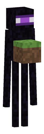 Minecraft enderman render, holding variant: full body on a transparent background
