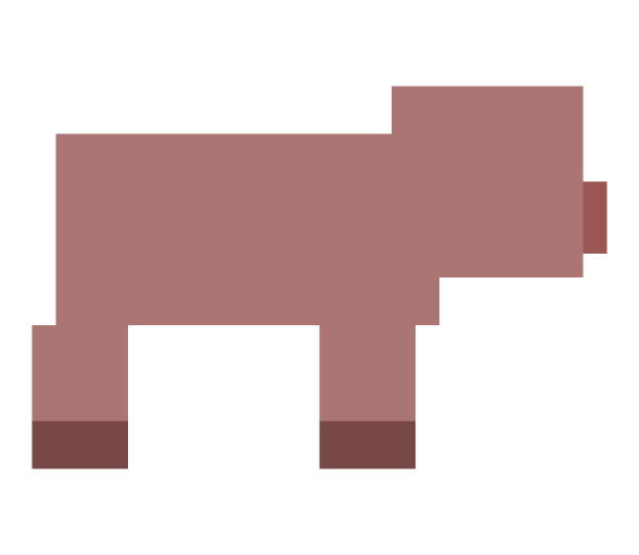 Minecraft pig side profile render: the full body seen from the side, facing right, level with the camera