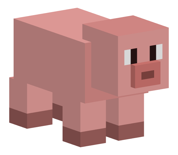 Minecraft pig render, normal variant: full body on a transparent background