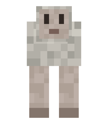 Minecraft sheep front render: the full body face on, level with the camera