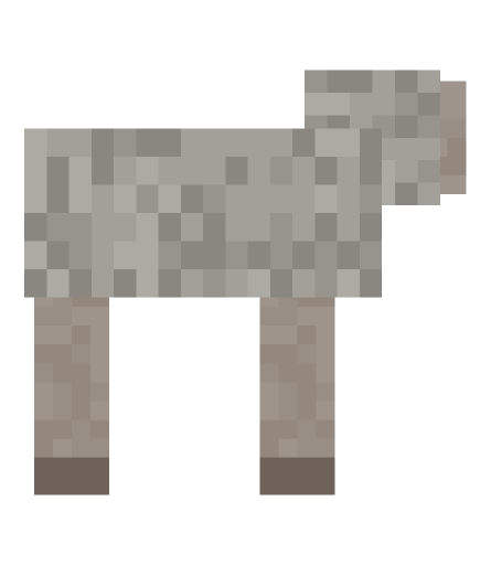 Minecraft sheep side profile render: the full body seen from the side, facing right, level with the camera