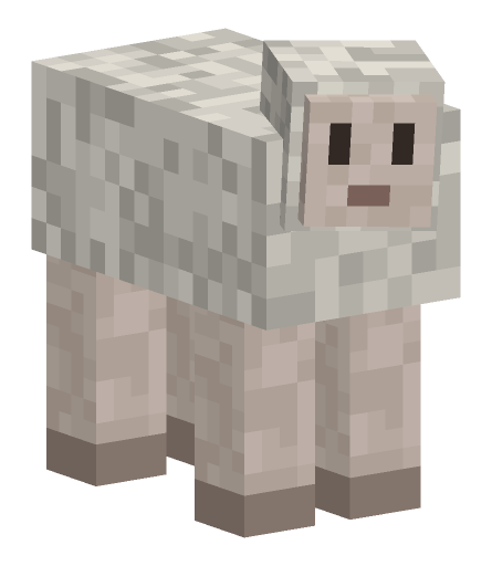Minecraft sheep look pose: Head turned to face you.