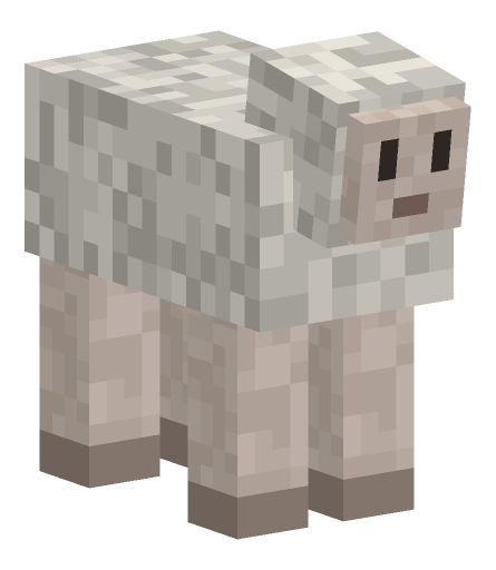Minecraft sheep walk pose: Mid-stride walk cycle; use frame to pick the phase.