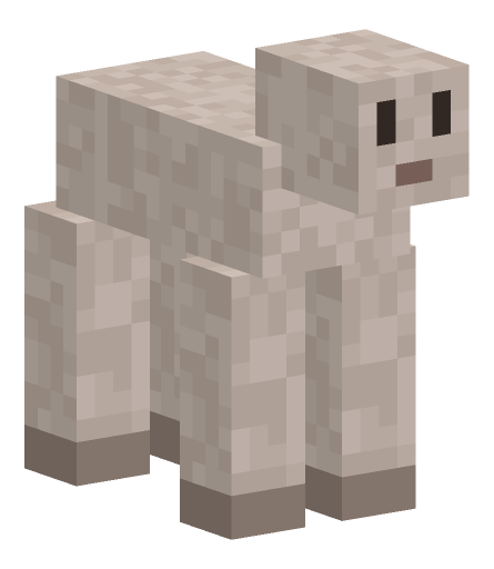 Minecraft sheep render, sheared variant: full body on a transparent background