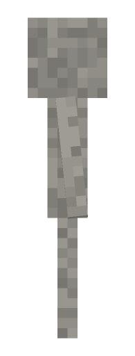 Minecraft skeleton side profile render: the full body seen from the side, facing right, level with the camera