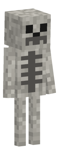 Minecraft skeleton walk pose: Mid-stride walk cycle; use frame to pick the phase.