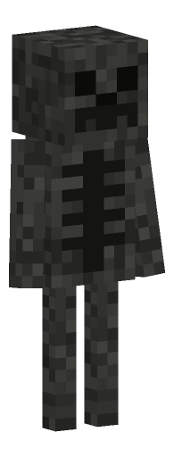 Minecraft skeleton render, wither variant: full body on a transparent background