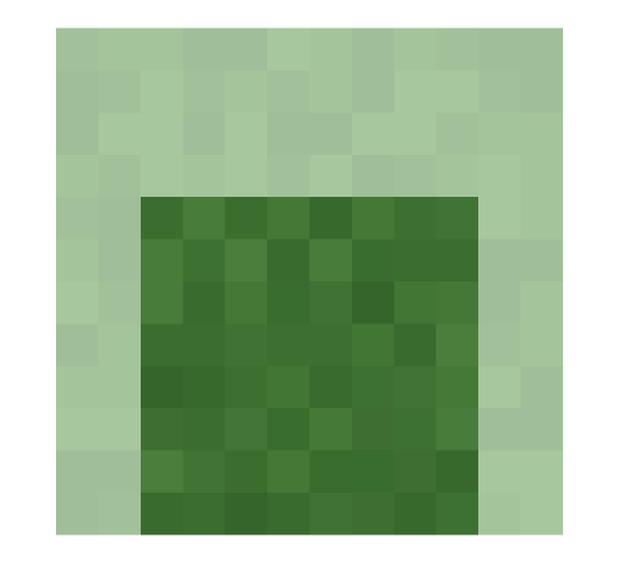 Minecraft slime side profile render: the full body seen from the side, facing right, level with the camera