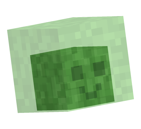 Minecraft slime hop pose: Tipped back on the launch of a hop, the way it moves at all.