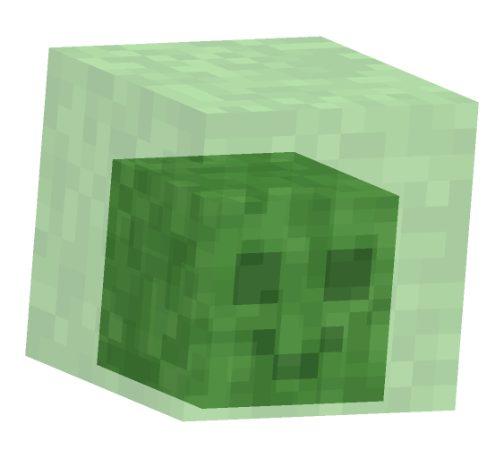 Minecraft slime walk pose: Mid-stride walk cycle; use frame to pick the phase.