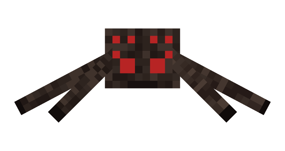 Minecraft spider front render: the full body face on, level with the camera