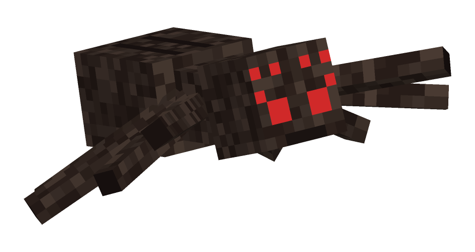 Minecraft spider rear pose: Front legs lifted off the ground an instant before it jumps.