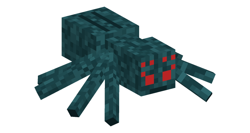 Minecraft spider render, cave variant: full body on a transparent background