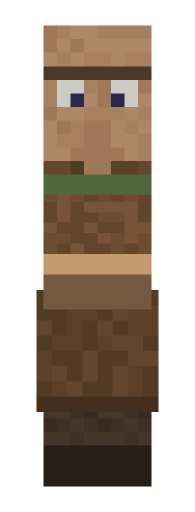 Minecraft villager front render: the full body face on, level with the camera