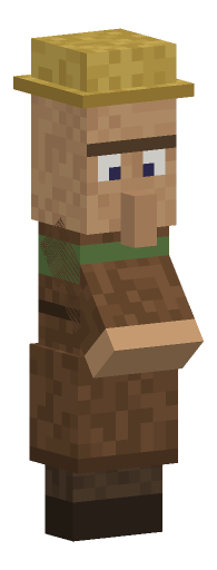 Minecraft villager render, farmer variant: full body on a transparent background