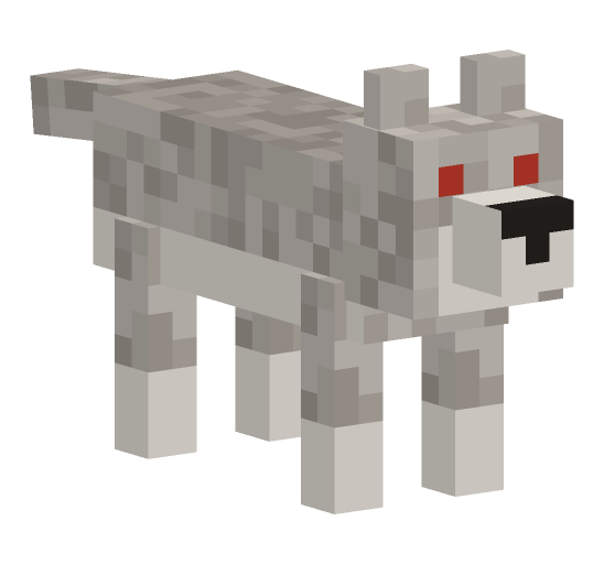 Minecraft wolf render, angry variant: full body on a transparent background