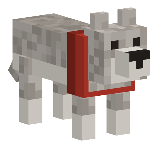 Minecraft wolf render, tamed variant: full body on a transparent background