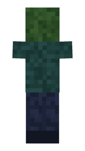Minecraft zombie back render: the full body from behind, level with the camera