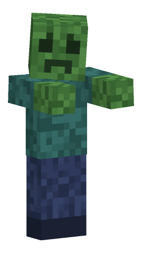 Minecraft zombie look pose: Head turned to face you.