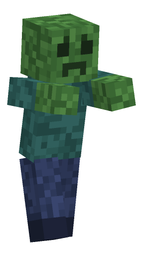 Minecraft zombie lunge pose: Leaning in with both arms reaching for you.