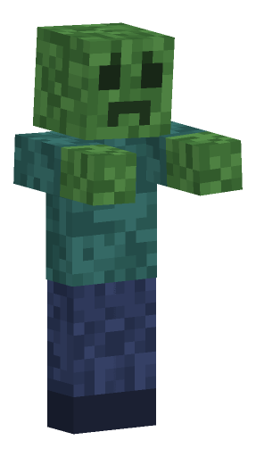 Minecraft zombie walk pose: Mid-stride walk cycle; use frame to pick the phase.