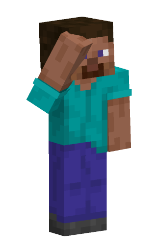 Minecraft skin steve in the salute pose