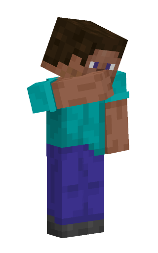 Minecraft skin steve in the think pose