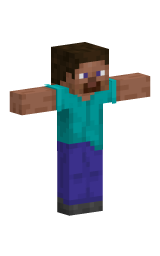 Minecraft skin steve in the tpose pose