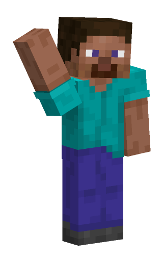 Steve, the default Minecraft skin, rendered as a full body, waving