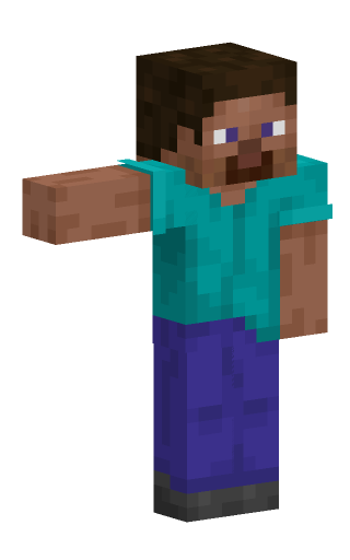 Steve with the right arm rolled 90 degrees outward